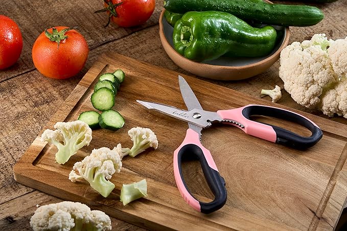 Beaditive Multi-Purpose 8" Kitchen Shears - Detachable, Serrated Blades, Japanese Stainless Steel - Ergonomic Handle, Protective Cover - Dishwasher Safe