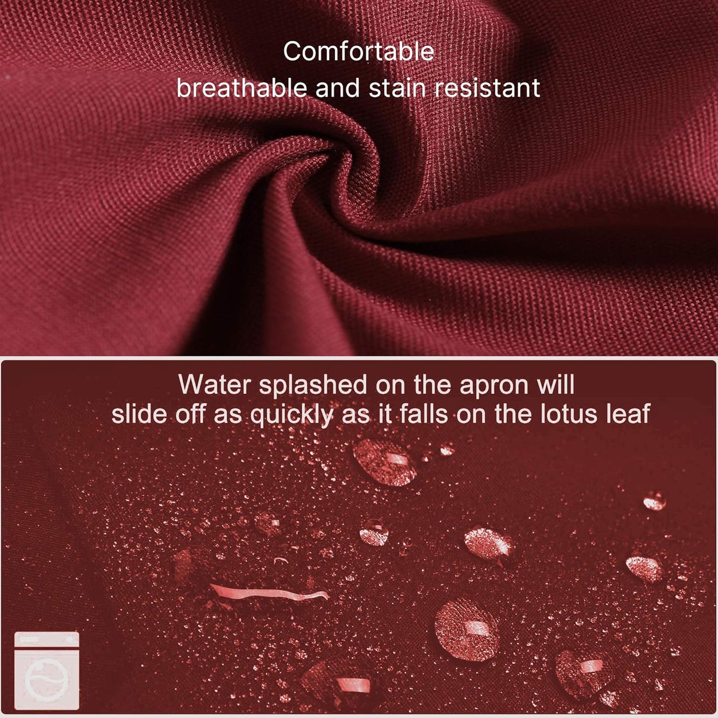 Aprons for Women Men BBQ Chef Cooking Artist Water Drop Resistant Canvas Adjustable Kitchen Apron with Pockets for Unisex Grill Baking Painting Art Stylist Dishwashing Comfortable Aprons (red)