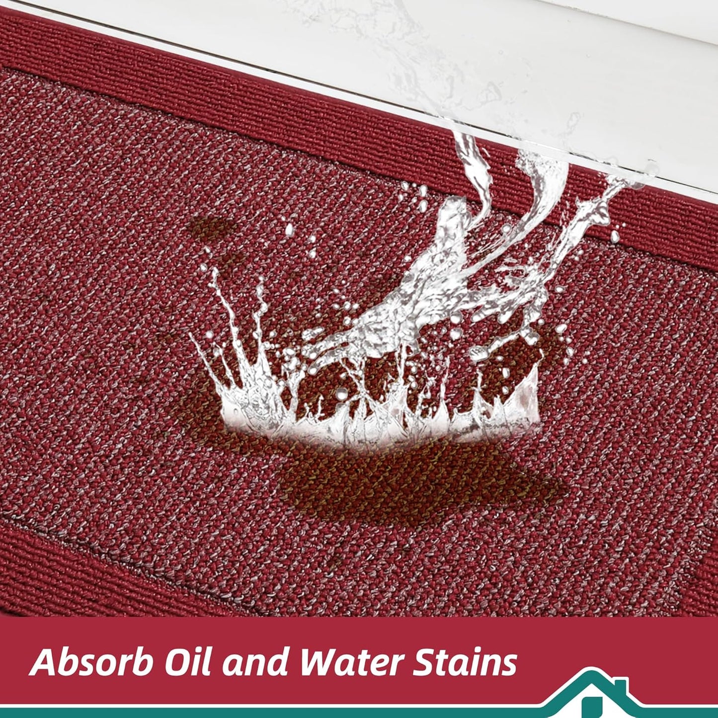 BEQHAUSE Kitchen Rugs and Mats Set of 2 Non-Slip Kitchen Mats for Floor, Absorbent and Stain Resistant Kitchen Runner, Machine Washable Rugs for Kitchen, Laundry & Sink, 24"x36"+24"x60", Red