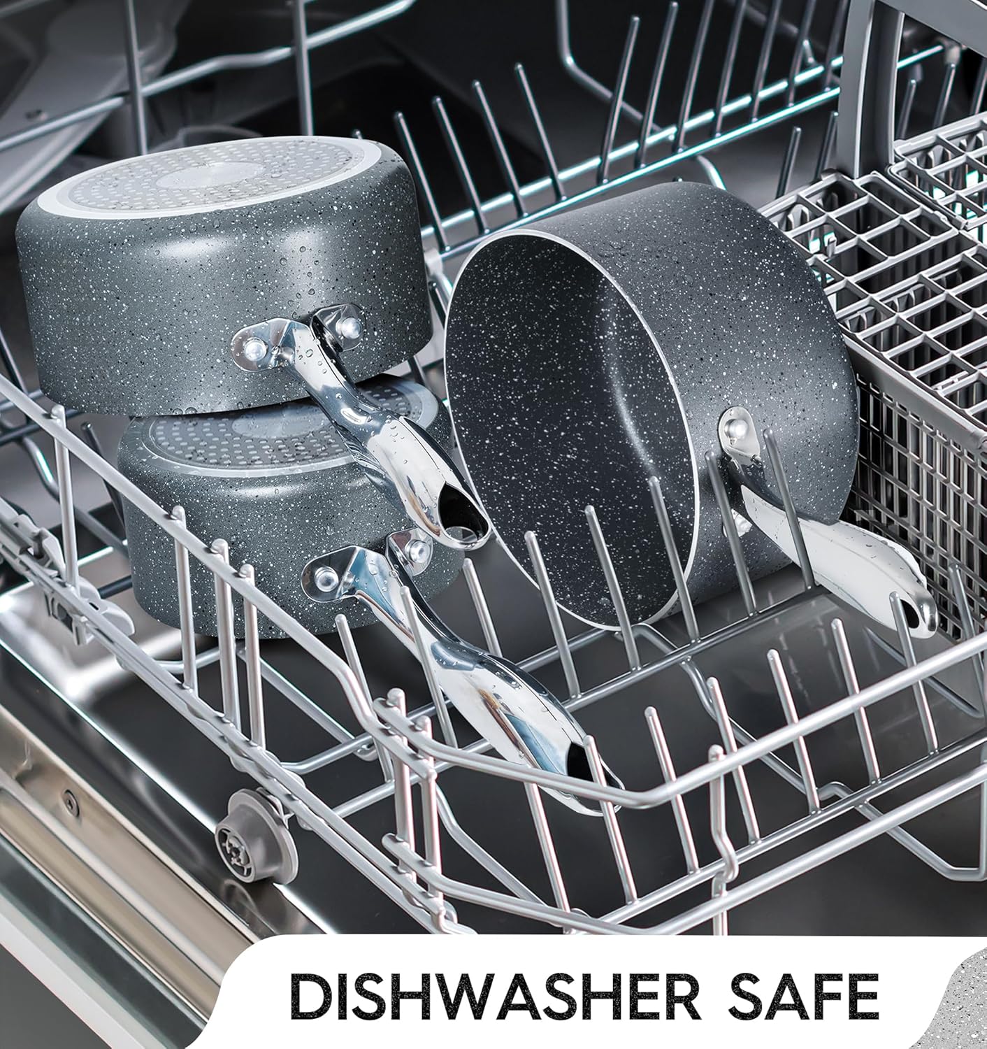 MICHELANGELO Sauce Pans with Lids, Granite Saucepan Set of 3, 1.5Qt & 2Qt & 3Qt Nonstick Small Pots with Non-Toxic Coating, All Cooktops Compatible