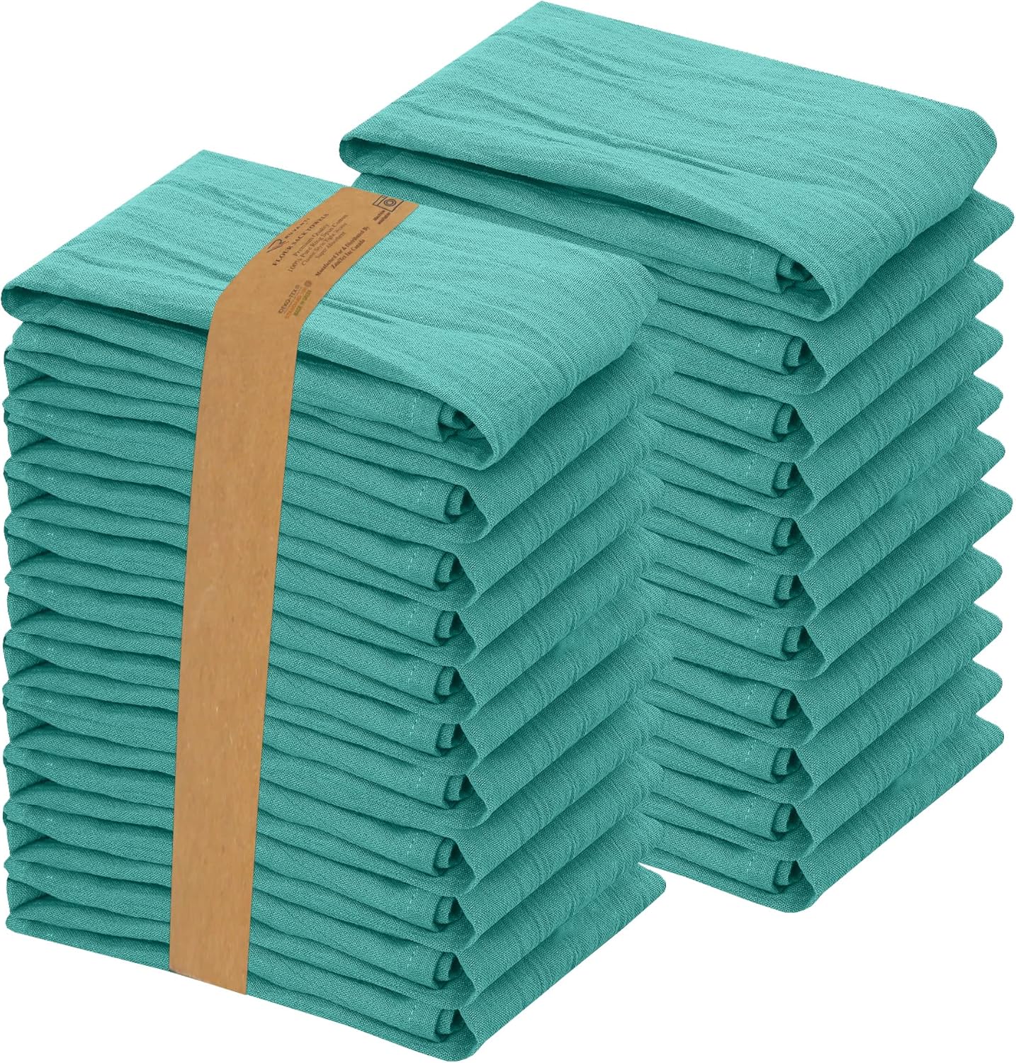 RUVANTI Flour Sack Towels 36 Pack 28x28 Inch, 100% Cotton Tea Towel, Reusable, Machine Washable, Absorbent BarTowels - Dish Cloth Perfect for Drying Dishes & Cleaning - Turquoise
