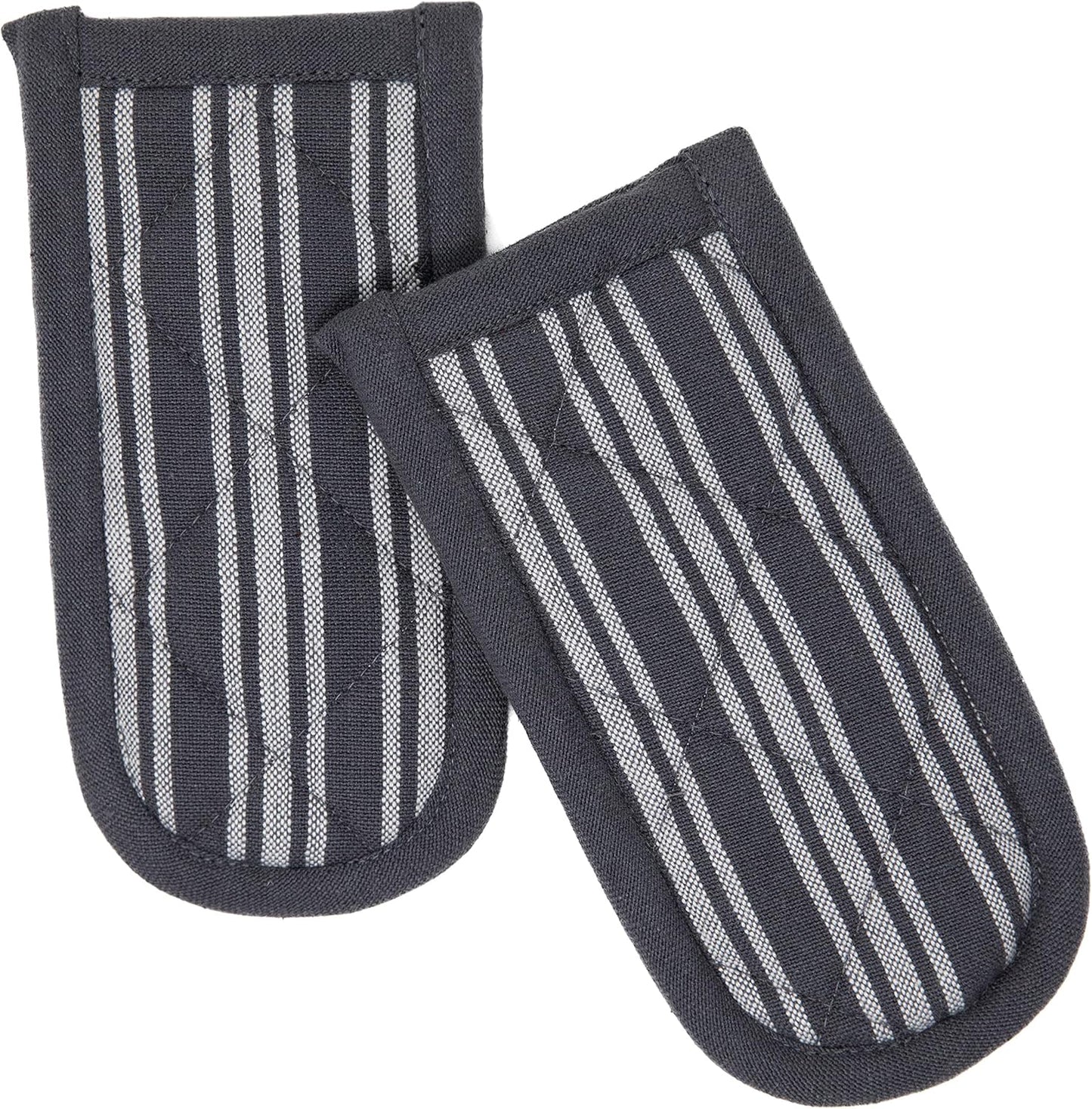 Sticky Toffee Pan Handle Covers for Cast Iron Skillet, Set of 2, Gray Heat Resistant Sleeves, 3 x 6 in, Oeko-Tex Cotton Hot Pot Holders