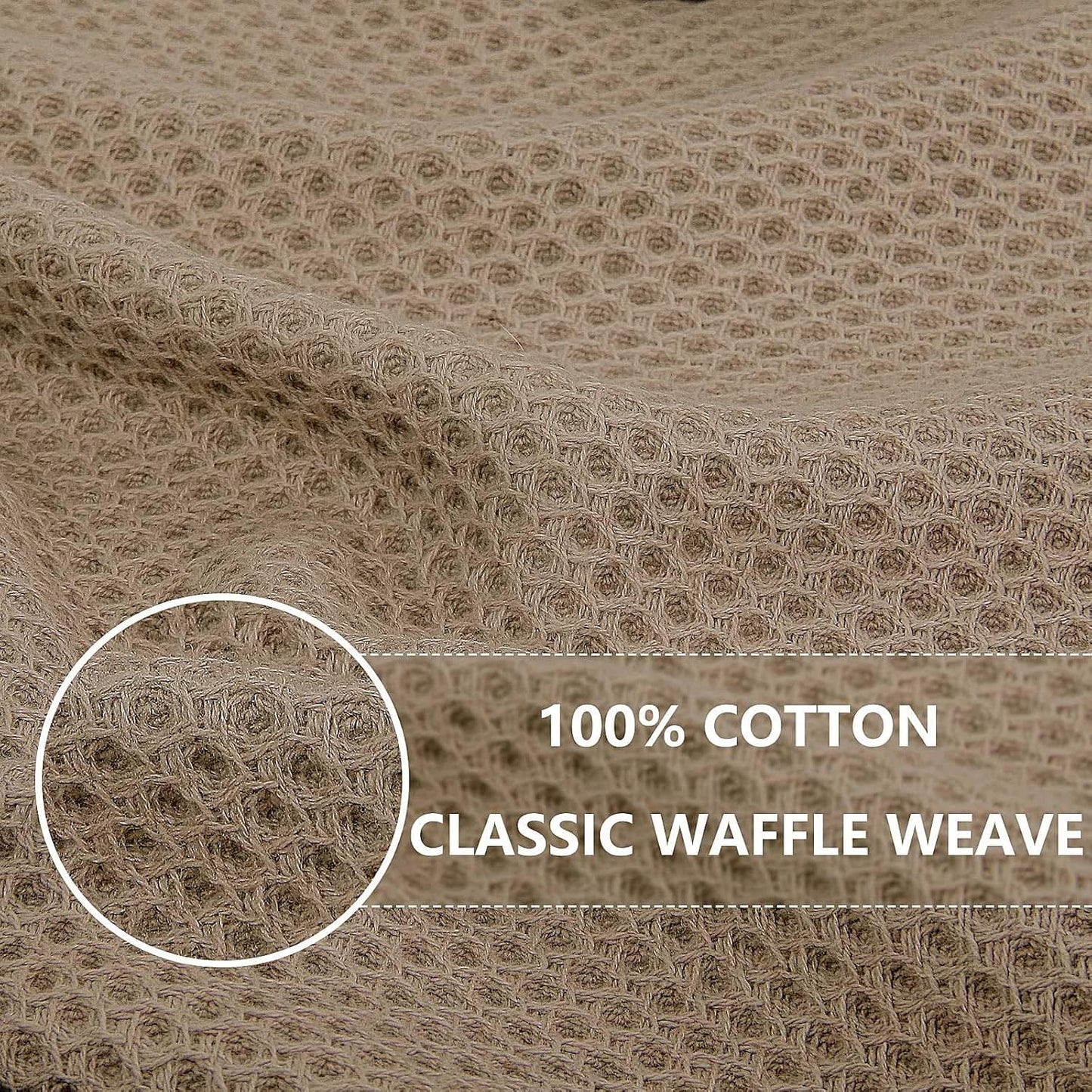 Homaxy 100% Cotton Waffle Weave Kitchen Dish Cloths, Ultra Soft Absorbent Quick Drying Dish Towels, 12 x 12 Inches, 6-Pack, Tan