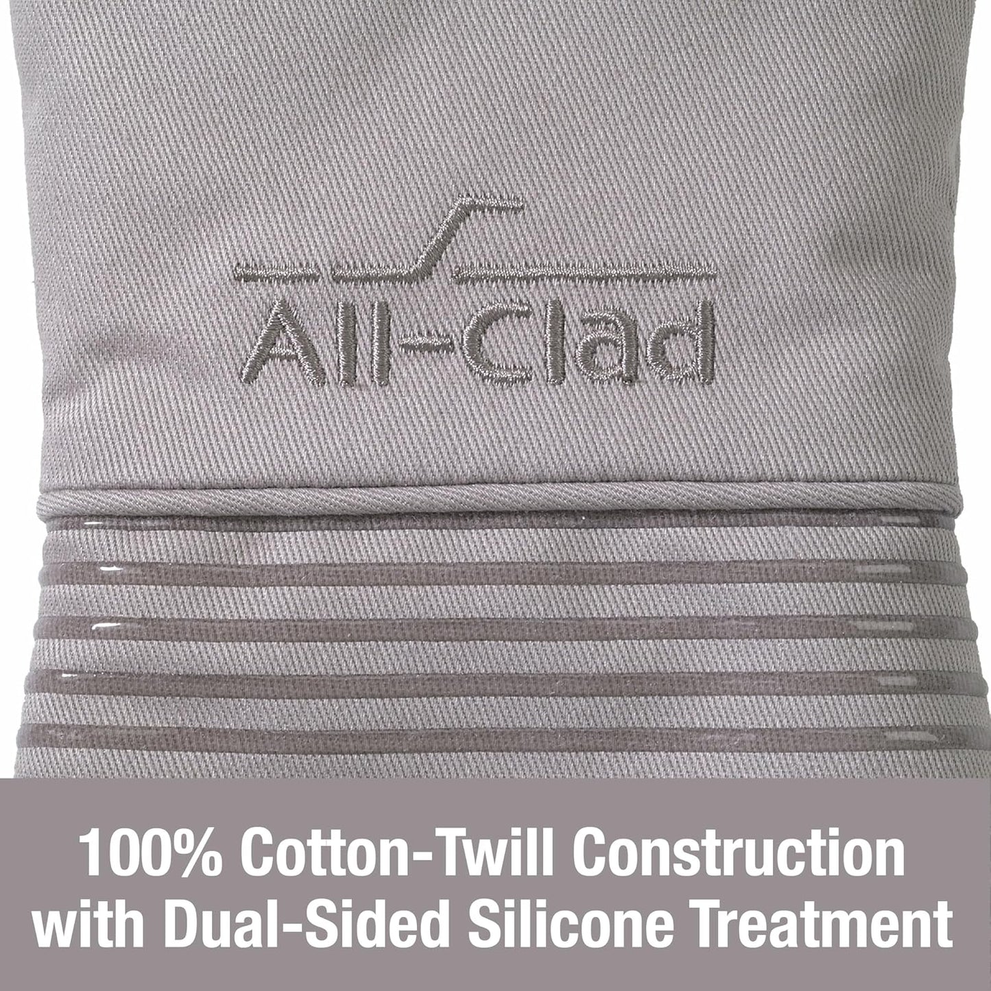 All-Clad Premium Silicone Oven Mitt: Heat Resistant to 500 Degrees - 100% Cotton & Silicone, 14"x7" Pot Holder for Kitchen and Barbeque, (1-Pack), Titanium Gray