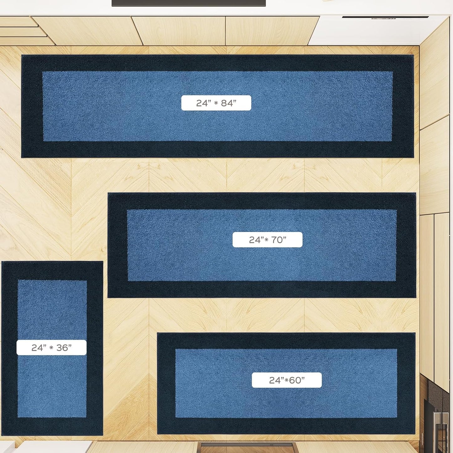 Machine Washable Runner Rug 24" x 70", Non Slip Kitchen Mat for Floor, Absorbent Entryway Rug for Kitchen, Bedroom, Hallway, Bathroom, Door (Roll Packing)