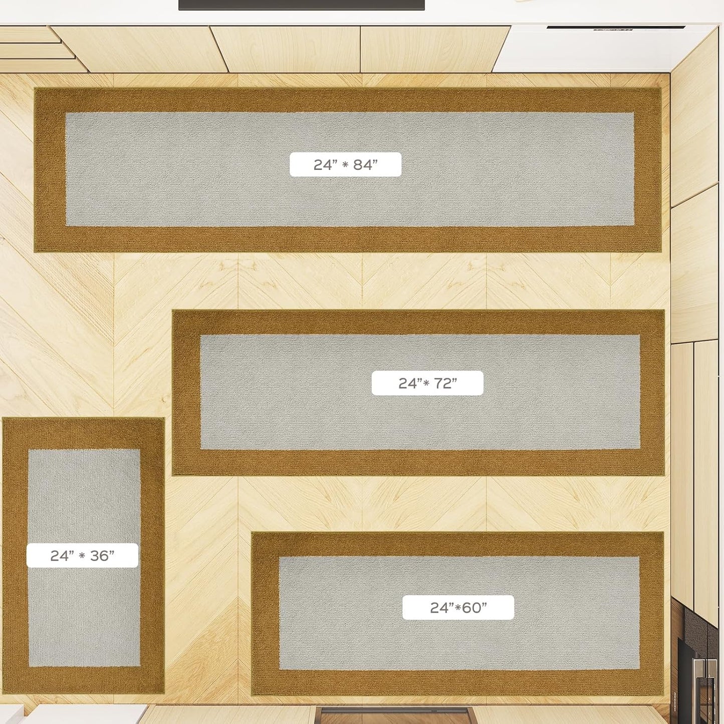 Machine Washable Throw Rug 24" x 36", Non Slip Kitchen Mat for Floor, Absorbent Entryway Rug for Kitchen, Bathroom, Door