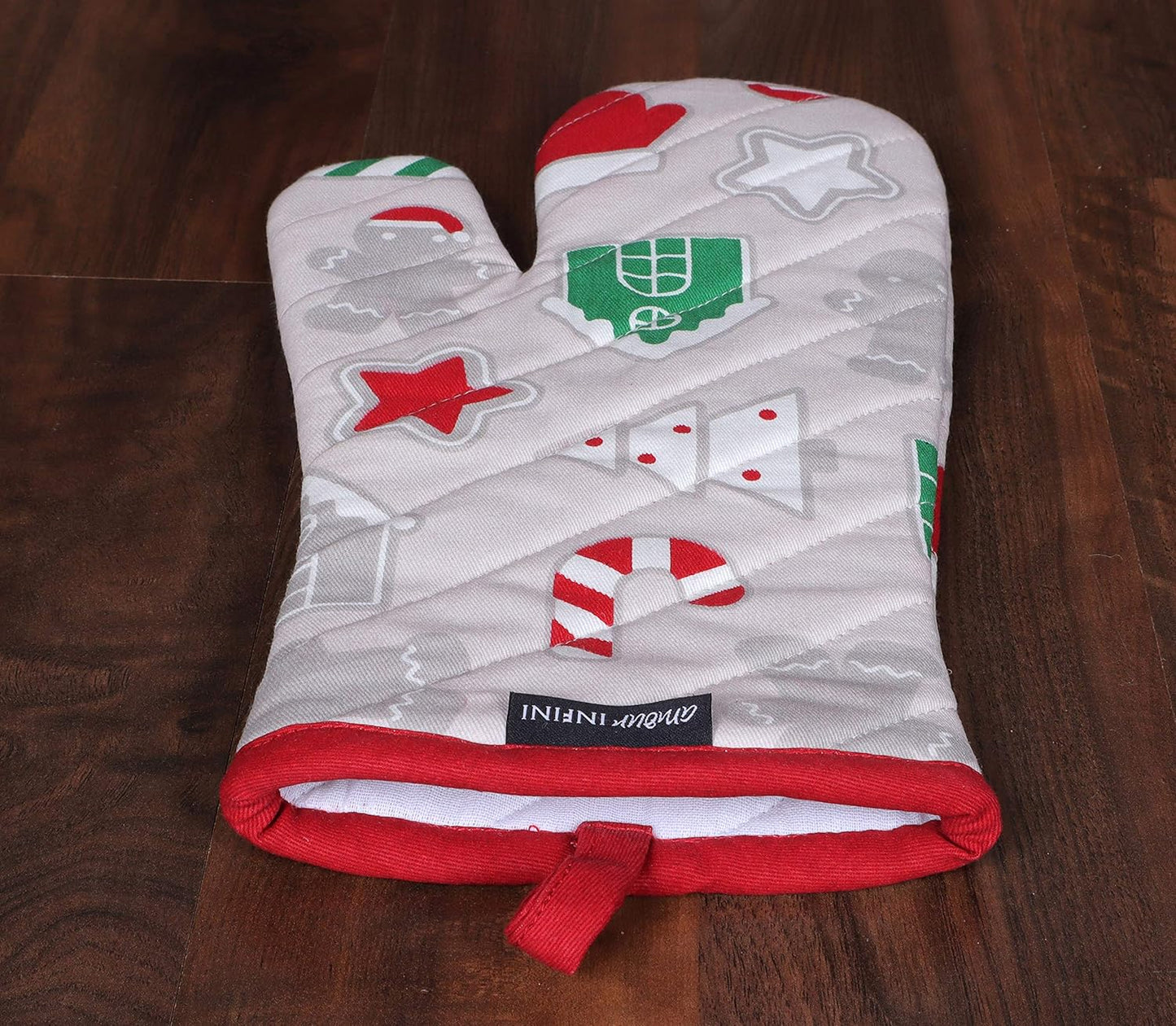 AMOUR INFINI Oven Mitts Set of 1 Quilted Liner with Hanging Loop Non Slip, Heat Resistant, Washable Reusable Oven Mitt Quilted Liner with Hanging Loop