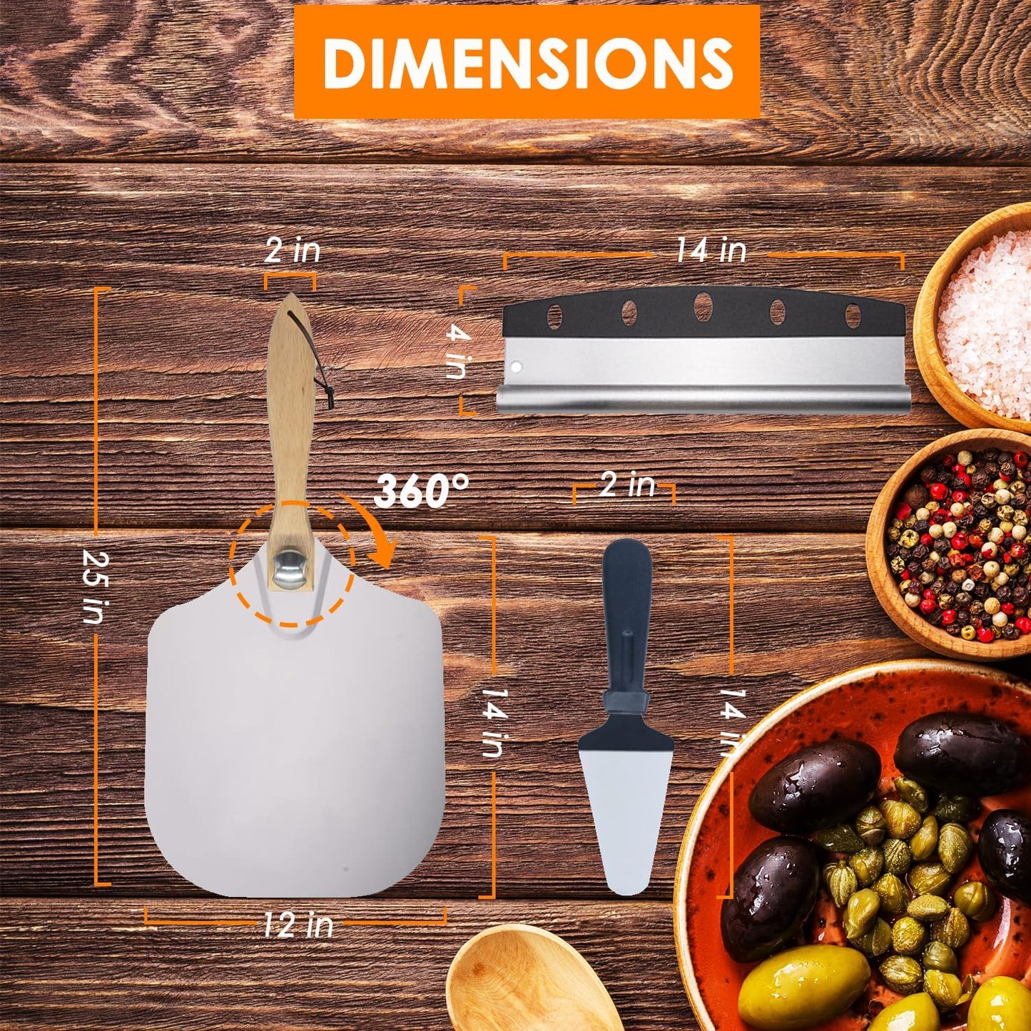 Pizza Peel 12 x 14 Inch, Aluminum Metal Pizza Paddle, Pizza Spatula with Foldable Wooden Handle, Easy Storage, Pizza Spatula Paddle, Pizza Oven Accessories, Pizza Cutter & Pizza Shovel Included