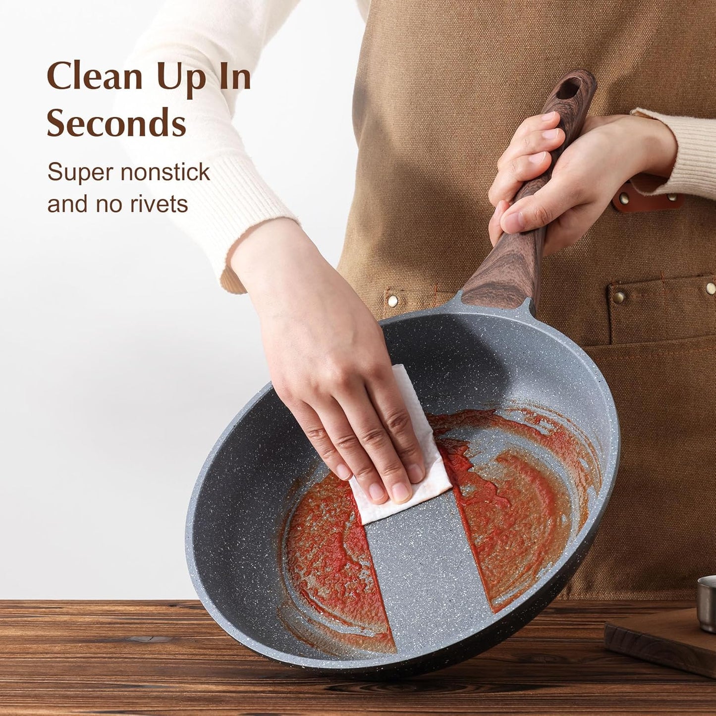 SENSARTE Nonstick Frying Pan Skillet, Swiss Granite Coating Omelette Pan, Healthy Stone Cookware Chef's Pan, PFOA Free (8/9.5/10/11/12.5 Inch) (11 Inch)