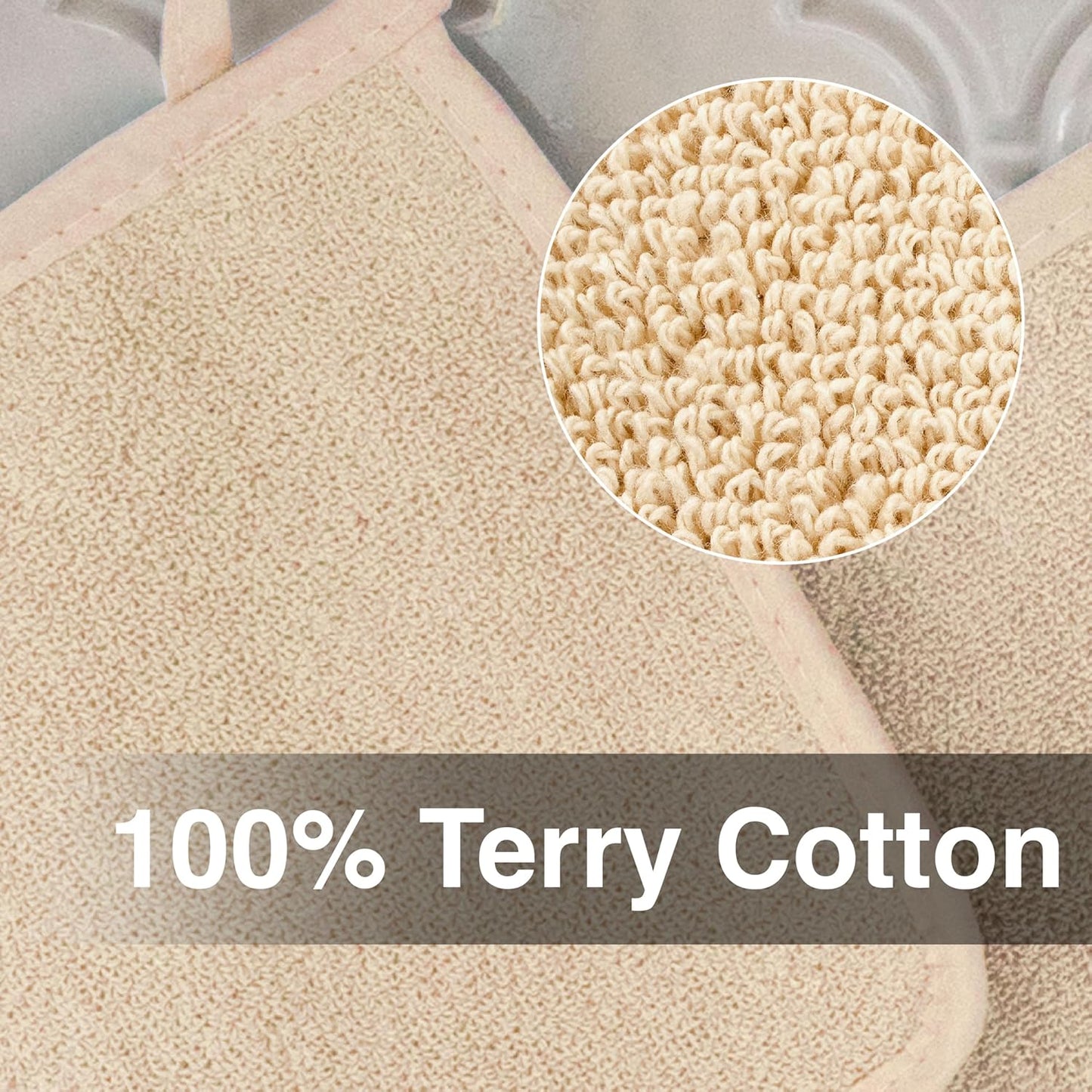 RITZ Terry Potholder & Hot Pad: Unparalleled Heat Resistant, Durable 100% Cotton – Ergonomically Designed for Optimal Grip – Easy-Care Machine Washable – 4-Pack, Latte