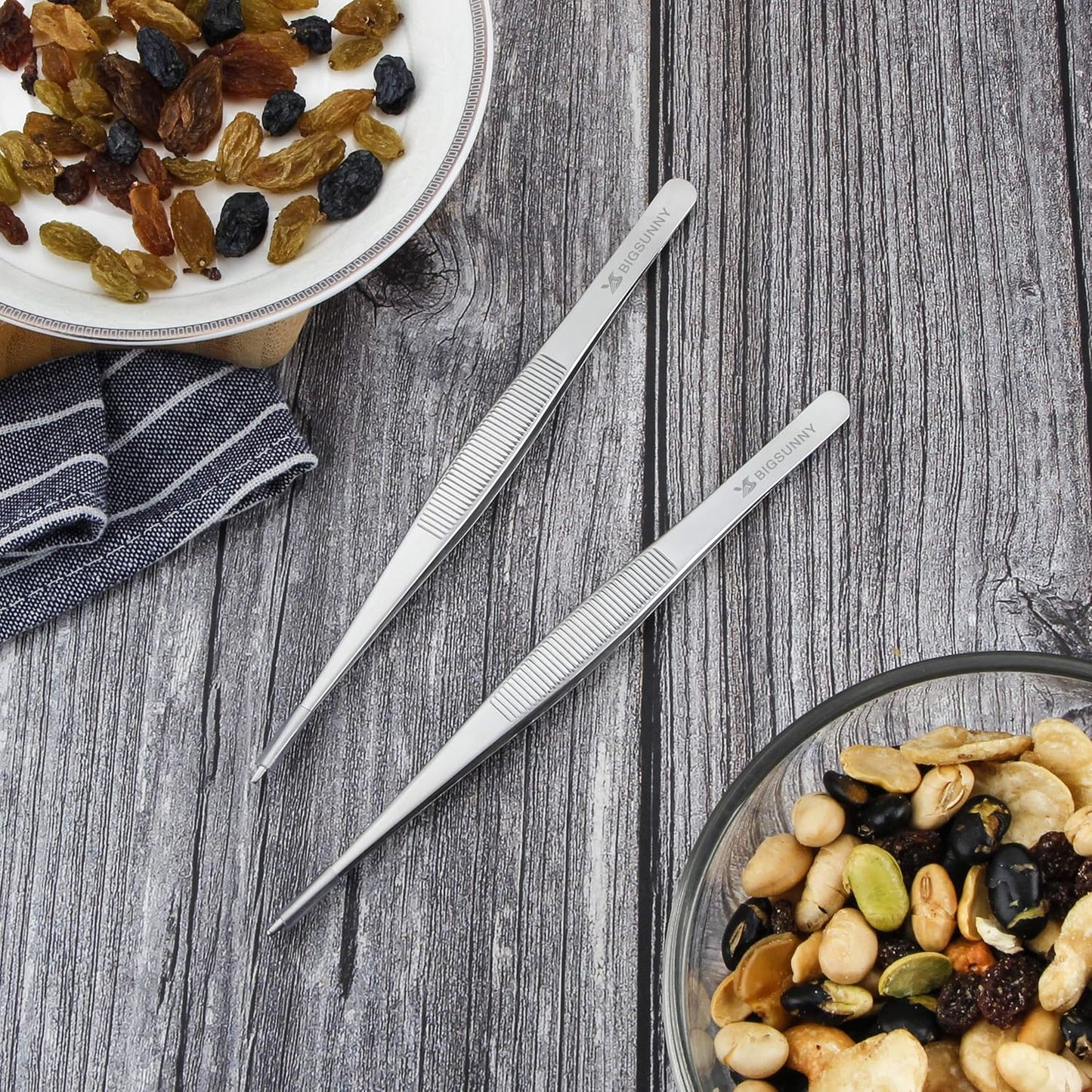 6.5 Inch Kitchen Tweezers Fine Tweezer Tongs, MSY BIGSUNNY Stainless Steel Food Tweezers Multi-function Cooking Tongs Kitchen Serving Tong