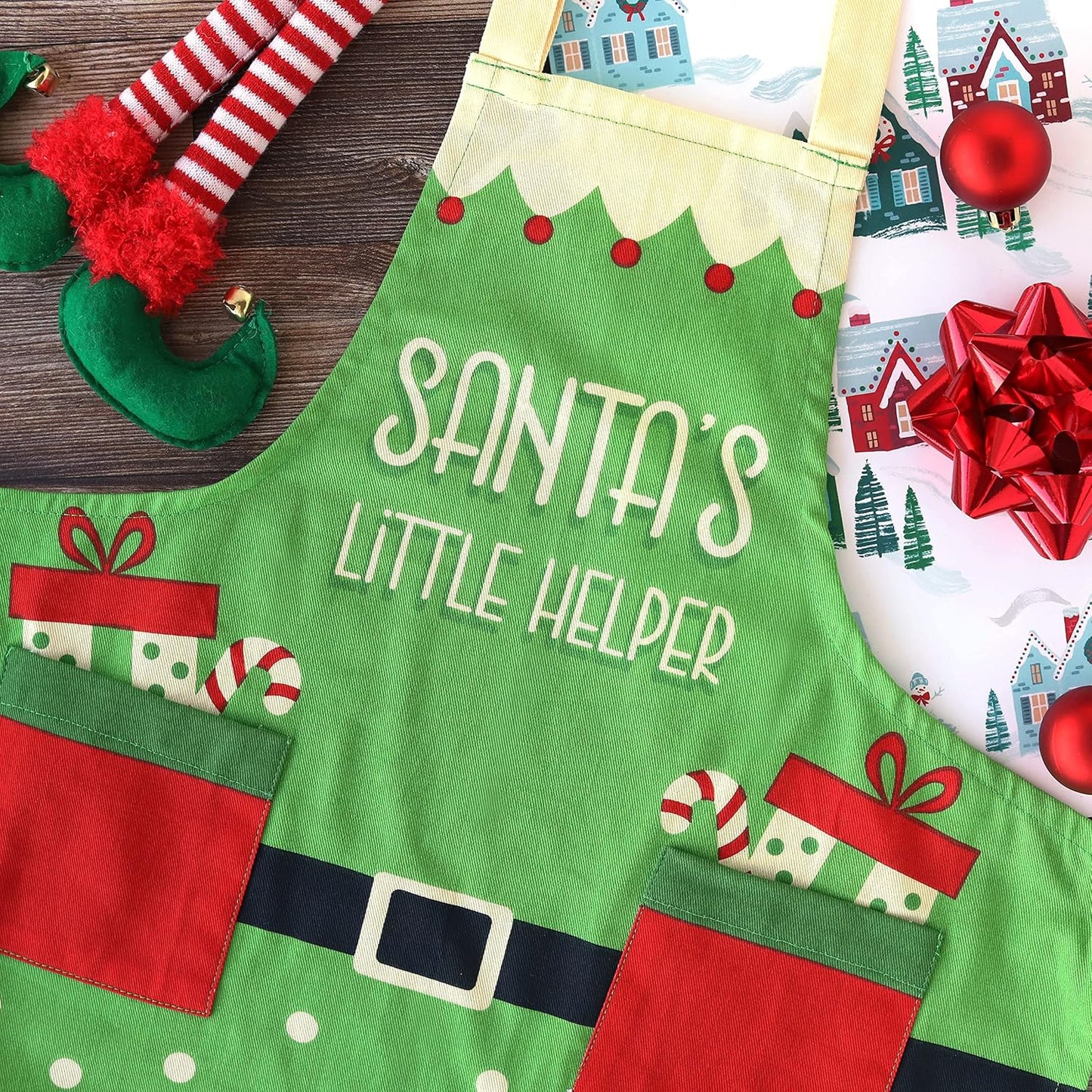 Lavley Christmas Baking Aprons - Funny kitchen gift for men, women and kids - 100% cotton adjustable apron for holiday bakers